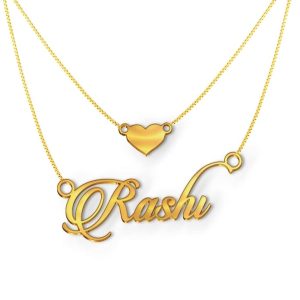 Dreamrax Rashi Cursive Gold & Silver Name Pendant Necklace, Best Jewelry Gift for Girls.