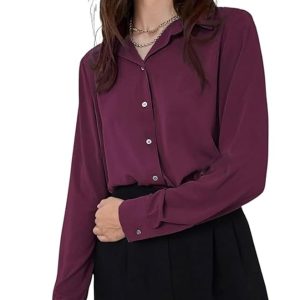 GRECIILOOKS Women's Rayon Oversized Fit Crop Top Korean Style Long Sleeve Oversized Button Down| Workwear Top for Office & Casual Wear (Available in Plus Size and Combo Pack of 2