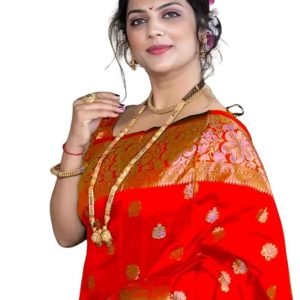 C J Enterprise Women's Pure Soft Kanjivaram Silk Saree For Wedding Banarasi Style Sari With Blouse Piece (Vruksh-50)